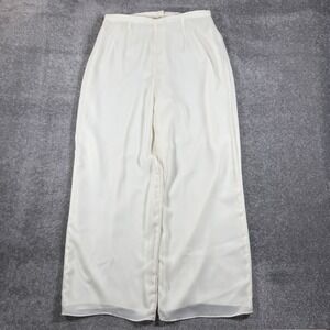 VTG David Warren Pants Women's 16 Ivory Lined Flowy Wide Leg‎ High Rise Party